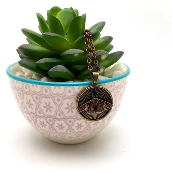 Brass Moth Pendant with Copper Chain 24" - Picture 10 of 12